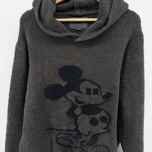 Barefoot Dreams Disney Mickey Mouse CozyChic Knit Unisex Hoodie Charcoal Size 4